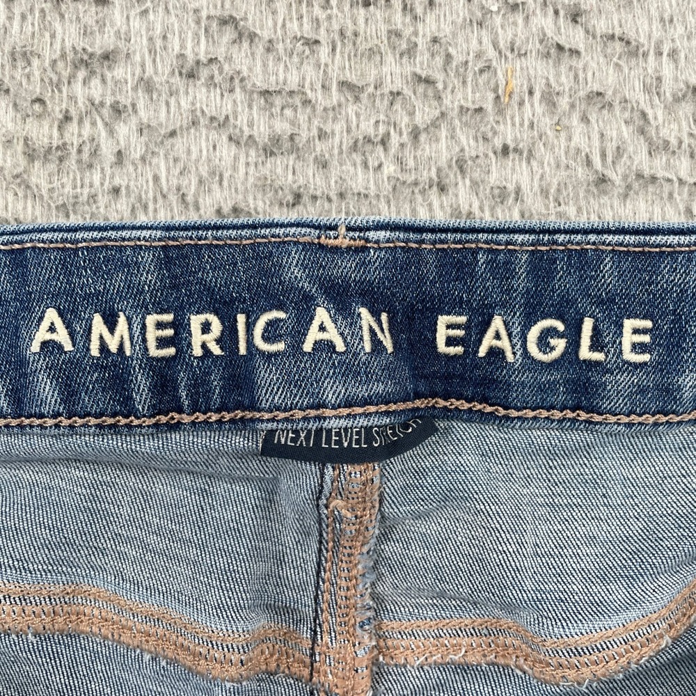 American Eagle Jeans Womens 16 Short Blue Curvy Super High-Rise Flare Stretch - Picture 3 of 10